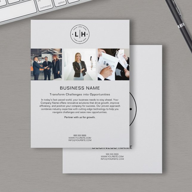 Modern Custom Logo Photo Corporate Business Grey Flyer (Modern Custom Logo Photo Corporate Business Gray Flyer)