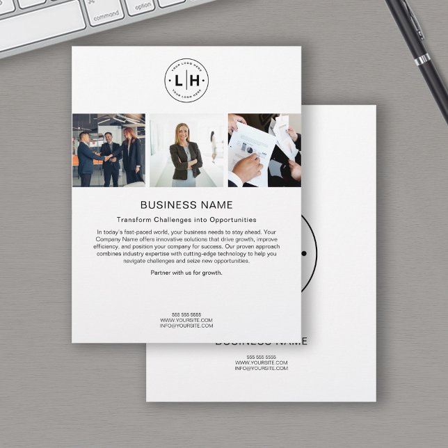 Modern Custom Logo Photo Corporate Business White Flyer (Modern Custom Logo Photo Corporate Business White Flyer)