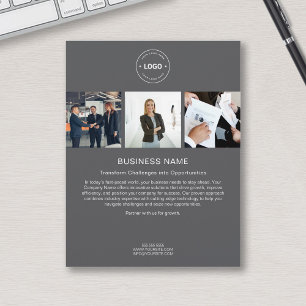Modern Custom Logo Photo Grey Corporate Business Flyer