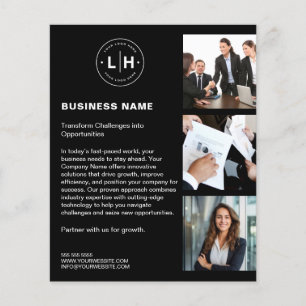 Modern Custom Logo Photo QR Black Business Flyer