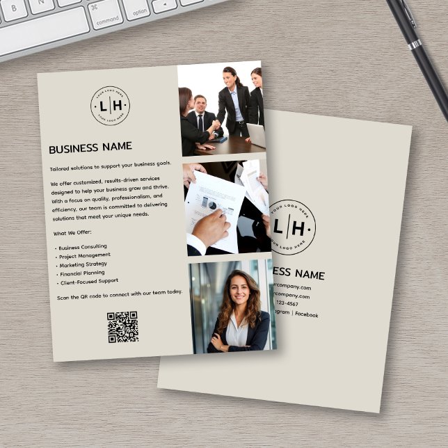 Modern Custom Logo Photo QR Business Flyer (Creator Uploaded)
