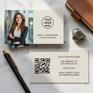 Modern Custom Logo Photo QR Code Business Card