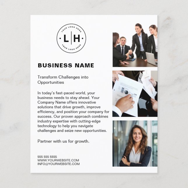 Modern Custom Logo Photo QR White Business Flyer (Front)