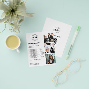 Modern Custom Logo Photo QR White Business Flyer