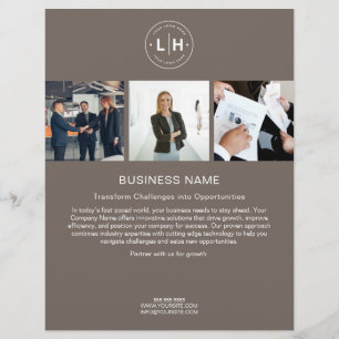 Modern Custom Logo Photo Taupe Corporate Business Flyer