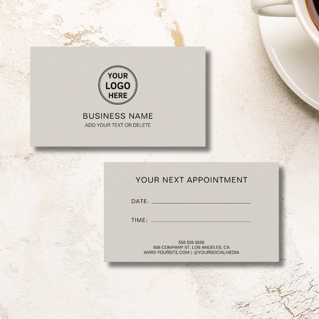 Modern Custom Logo Professional Business Appointment Card (Modern Custom Logo Professional Business Appointment Card)