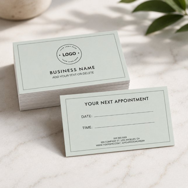Modern Custom Logo Professional Sage Green Appointment Card (Modern Custom Logo Professional Sage Green Appointment Card)