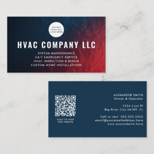 Modern Custom Logo QR Code AC Heat HVAC Business Card