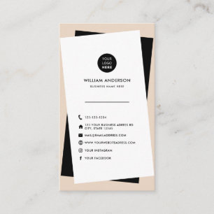 Modern Custom Logo Social Media Icons Marble Business Card