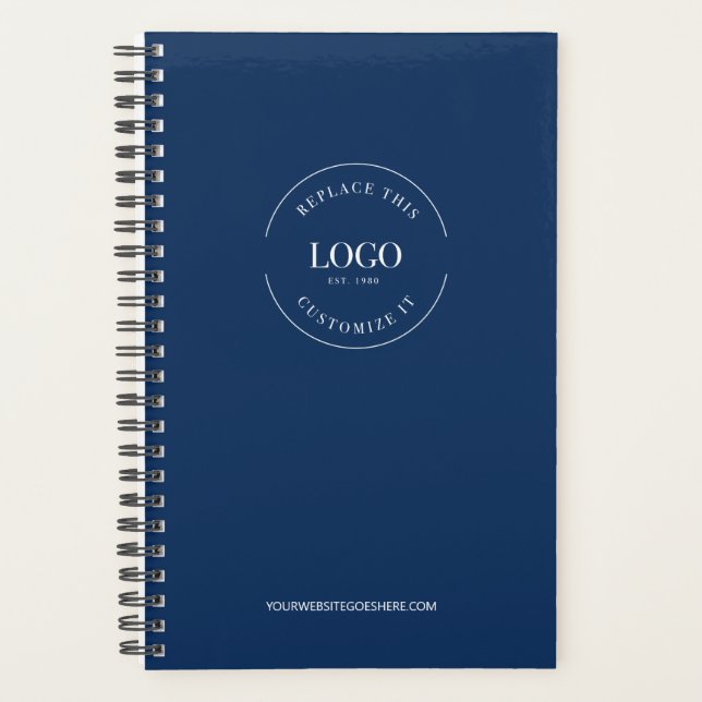 Modern Custom Logo website Royal blue Branded Planner (Front)