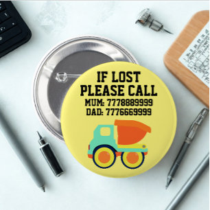 Modern Custom Lost Child Id Yellow Badge