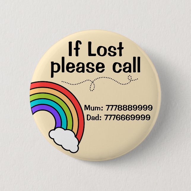 Modern Custom Lost Missing Child Id Rainbow Badge (Front)