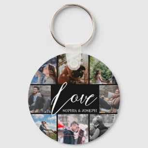 Modern custom Love photo collage Valentine couple Key Ring