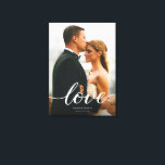 Modern custom Love Script Wedding Photo print<br><div class="desc">Celebrate your love story with this modern wrapped canvas wedding photo print, featuring your favourite wedding portrait, your names, and wedding date in elegant script. The flowing "love" calligraphy overlay adds a romantic touch, creating a timeless keepsake for your home. Perfect as a wedding gift, anniversary decor, or bridal shower...</div>