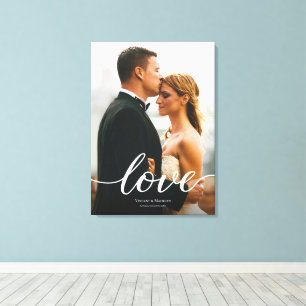 Modern custom Love Script Wedding Photo print 