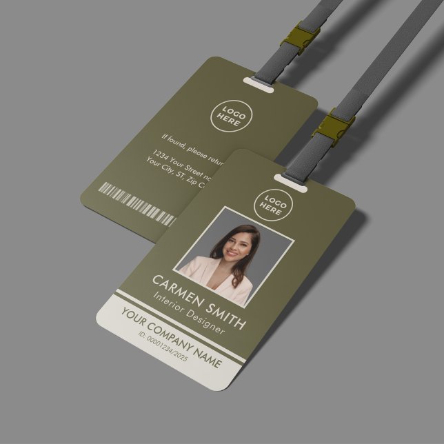 Modern Custom Luxury Olive Green with logo Badge ID Badge (Creator Uploaded)