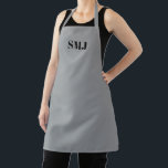 Modern custom monogram initials black grey apron<br><div class="desc">Modern custom monogram initials black grey Apron.
Black letters,  grey background.
you can choose your strap colour.
great gift for mum,  friends and yourself!
Modern,  minimalist,  simple,  stylish design.

Great for cooks,  chefs,  pottery,  ceramics,  crafts,  work,  kitchen,  baking,  bbq,  grill,  and also businesses and stores,  etc</div>