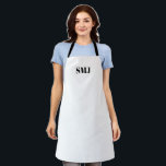 Modern custom monogram initials black white apron<br><div class="desc">Personalise custom monogram initials black white Apron.
black letters,  white background.
you can choose your strap colour.
great gift for mum,  dad,  friends and yourself!
Modern,  minimalist,  simple,  stylish design.

Great for cooks,  chefs,  pottery,  ceramics,  crafts,  work,  kitchen,  baking,  bbq,  grill,  and also businesses and stores,  etc</div>