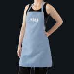 Modern custom monogram initials cerulean blue apron<br><div class="desc">Modern custom monogram initials cerulean blue white apron.
white letters,  light pink background.
you can choose your strap colour.
great gift for mum,  friends and yourself!
Modern,  minimalist,  simple,  stylish design.

Great for cooks,  chefs,  pottery,  ceramics,  crafts,  work,  kitchen,  baking,  bbq,  grill,  and also businesses and stores,  etc</div>