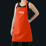 Modern custom monogram initials neon orange white apron<br><div class="desc">Modern custom monogram initials neon orange white Apron.
white letters,  light pink background.
you can choose your strap colour.
great gift for mum,  friends and yourself!
Modern,  minimalist,  simple,  stylish design.

Great for cooks,  chefs,  pottery,  ceramics,  crafts,  work,  kitchen,  baking,  bbq,  grill,  and also businesses and stores,  etc</div>