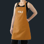 Modern custom monogram initials Ochre brown bronze Apron<br><div class="desc">Modern custom monogram initials Ochre brown bronze Apron.
white letters,  light pink background.
you can choose your strap colour.
great gift for mum,  friends and yourself!
Modern,  minimalist,  simple,  stylish design.

Great for cooks,  chefs,  pottery,  ceramics,  crafts,  work,  kitchen,  baking,  bbq,  grill,  and also businesses and stores,  etc</div>