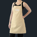 Modern custom monogram initials peach white apron<br><div class="desc">Modern custom monogram initials peach white Apron.
white letters,  light pink background.
you can choose your strap colour.
great gift for mum,  friends and yourself!
Modern,  minimalist,  simple,  stylish design.

Great for cooks,  chefs,  pottery,  ceramics,  crafts,  work,  kitchen,  baking,  bbq,  grill,  and also businesses and stores,  etc</div>