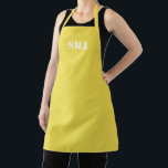 Modern custom monogram initials sunny yellow white apron<br><div class="desc">Modern custom monogram initials sunny yellow white Apron.
white letters,  illuminating yellow background.
you can choose your strap colour.
great gift for mum,  friends and yourself!
Modern,  minimalist,  simple,  stylish design.

Great for cooks,  chefs,  pottery,  ceramics,  crafts,  work,  kitchen,  baking,  bbq,  grill,  and also businesses and stores,  etc</div>