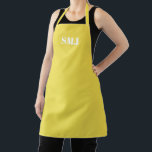 Modern custom monogram initials sunny yellow white apron<br><div class="desc">Modern custom monogram initials sunny yellow white Apron.
white letters,  illuminating yellow background.
you can choose your strap colour.
great gift for mum,  friends and yourself!
Modern,  minimalist,  simple,  stylish design.

Great for cooks,  chefs,  pottery,  ceramics,  crafts,  work,  kitchen,  baking,  bbq,  grill,  and also businesses and stores,  etc</div>