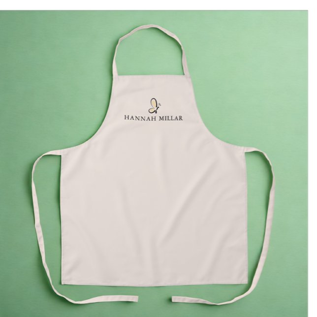Modern Custom Monogram Logo Blush Pink Stylish Apron (Modern monogram name logo apron)