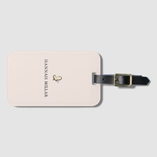 Modern Custom Monogram Logo Blush Pink Stylish Luggage Tag