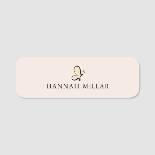 Modern Custom Monogram Logo Blush Pink Stylish Name Tag