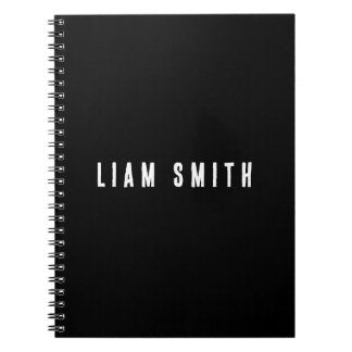 Modern Custom Monogram Name Black Notebook