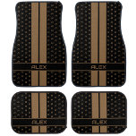 Modern Custom Monogram Name Brown Striped Car Mat<br><div class="desc">Upgrade your vehicle's interior with a unique set of personalised car mats. This stylish template includes both your name and your initial letter in a monogram pattern. Designed with classic double racing stripes in black and brown. These sports style car mats will protect the interior, with a polyester surface and...</div>