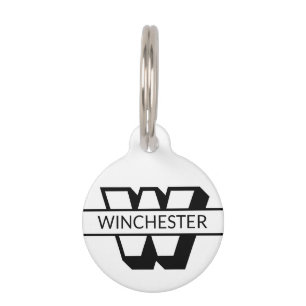 Modern custom monogram name contact info dog pet tag