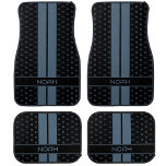 Modern Custom Monogram Name Grey Striped Car Mat<br><div class="desc">Upgrade your vehicle's interior with a unique set of personalised car mats. This stylish template includes both your name and your initial letter in a monogram pattern. Designed with classic double racing stripes in black and grey. These sports style car mats will protect the interior, with a polyester surface and...</div>
