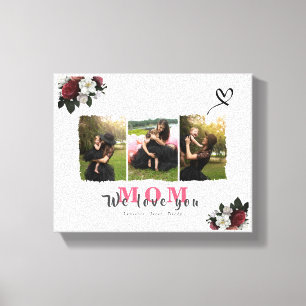 Modern Custom Monogram Photo Collage Mother Family Canvas Print