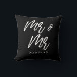 Modern custom Mr and Mr gay couple Cushion<br><div class="desc">Mr and Mr couple pillows,  customisable with your own name and your favourite colours.</div>