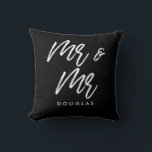 Modern custom Mr and Mr gay couple Cushion<br><div class="desc">Mr and Mr couple pillows,  customisable with your own name and your favourite colours.</div>