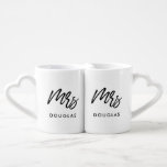 Modern custom Mrs and Mrs lesbian couple Coffee Mug Set<br><div class="desc">Mrs and Mrs couple coffee mug,  customisable with your own name and your favourite colours.</div>