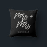Modern custom Mrs and Mrs lesbian couple Cushion<br><div class="desc">Mrs and Mrs couple pillows,  customisable with your own name and your favourite colours.</div>