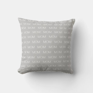 Modern Custom Mum Text Pattern on Light Grey Cushion