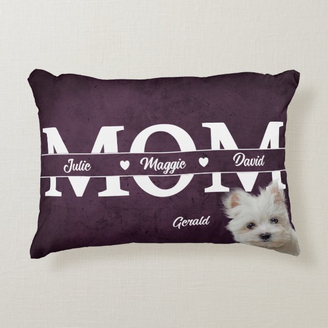 Modern Custom Mum three names plus dog Decorative Cushion (Front)