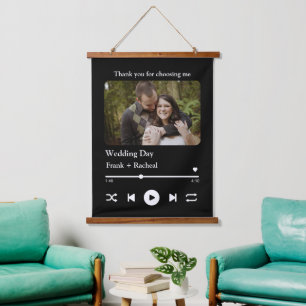 Modern Custom music song couple playlist photo Hanging Tapestry