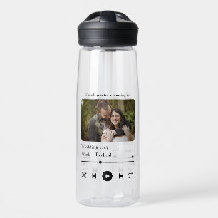 Modern Custom music song couple playlist photo Water Bottle