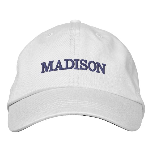 Modern Custom name charcoal grey text Embroidered Hat (Front)