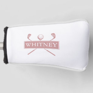 Modern Custom Name Dusty Rose Clubs And Ball Golf Head Cover