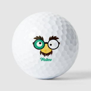 Modern Custom Name Funny Face Irish Flag Colour Golf Balls