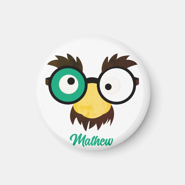 Modern Custom Name Funny Face Irish Flag Colour Magnet (Front)