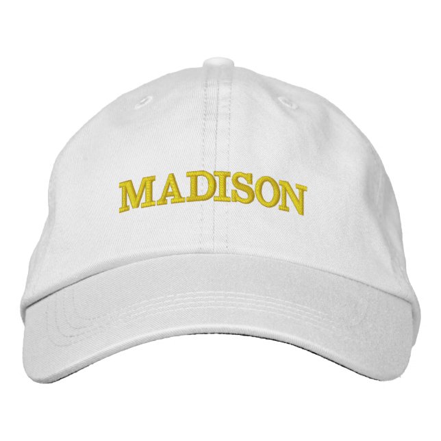 Modern Custom name golden yellow text Embroidered Hat (Front)