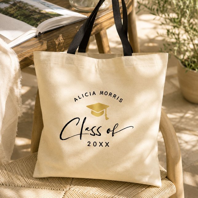 Modern Custom Name Graduation Trendy Script Gold Tote Bag (Modern Custom Name Graduation Trendy Script Gold Tote Bag)